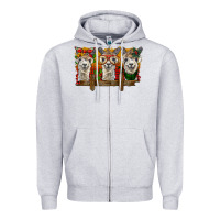 Heather Grey Christmas alpacas Zipper Hoodie - BarkalooDesign