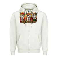 Oatmeal Heather Christmas alpacas Zipper Hoodie - BarkalooDesign