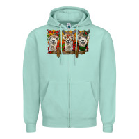 Seafoam Christmas alpacas Zipper Hoodie - BarkalooDesign