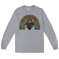 Heather Grey western rainbow with bison Long Sleeve Tee - RanaPortraitStore