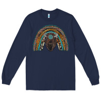 Navy western rainbow with bison Long Sleeve Tee - RanaPortraitStore