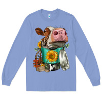 Colony Blue Simmental Cow Coffee Cup Long Sleeve Tee - FaDigitalArtStudio