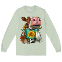 Matcha Simmental Cow Coffee Cup Long Sleeve Tee - FaDigitalArtStudio