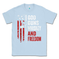 Dusty Blue God Guns Whiskey Freedom - Pro Gun American Flag Guns Arts Characters Classic Tee - maiPhamDesign