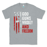 Heather Grey God Guns Whiskey Freedom - Pro Gun American Flag Guns Arts Characters Classic Tee - maiPhamDesign