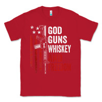 Red God Guns Whiskey Freedom - Pro Gun American Flag Guns Arts Characters Classic Tee - maiPhamDesign