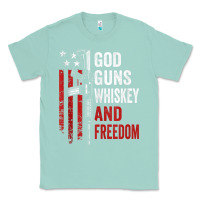Seafoam God Guns Whiskey Freedom - Pro Gun American Flag Guns Arts Characters Classic Tee - maiPhamDesign