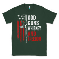 Sports Green God Guns Whiskey Freedom - Pro Gun American Flag Guns Arts Characters Classic Tee - maiPhamDesign