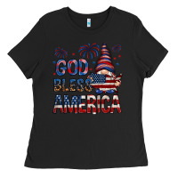 Black God Bless America with gnome 4th of july Ladies Tee - HowdyJamesFarm