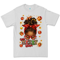 Dove Grey one merry nana christmas afro messy bun Premium Tee - texasbilliewilder