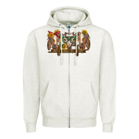 Oatmeal Heather western goats Zipper Hoodie - BarkalooDesign