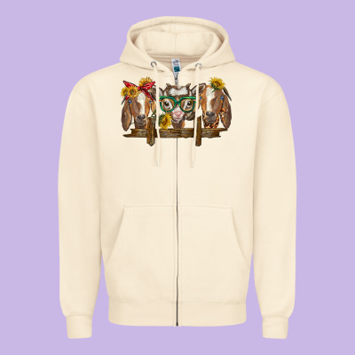 Western Goats Zipper Hoodie Designed By Barkaloodesign