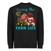 Black western loving the farm life barn cow pig rooster tractor wind wheel Heavyweight Sweatshirt - Artiststas