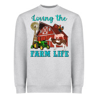 Heather Grey western loving the farm life barn cow pig rooster tractor wind wheel Heavyweight Sweatshirt - Artiststas