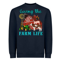Navy western loving the farm life barn cow pig rooster tractor wind wheel Heavyweight Sweatshirt - Artiststas