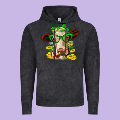 St. Patrick's Day Cow Vintage Hoodie Designed By Oliviacreatesart