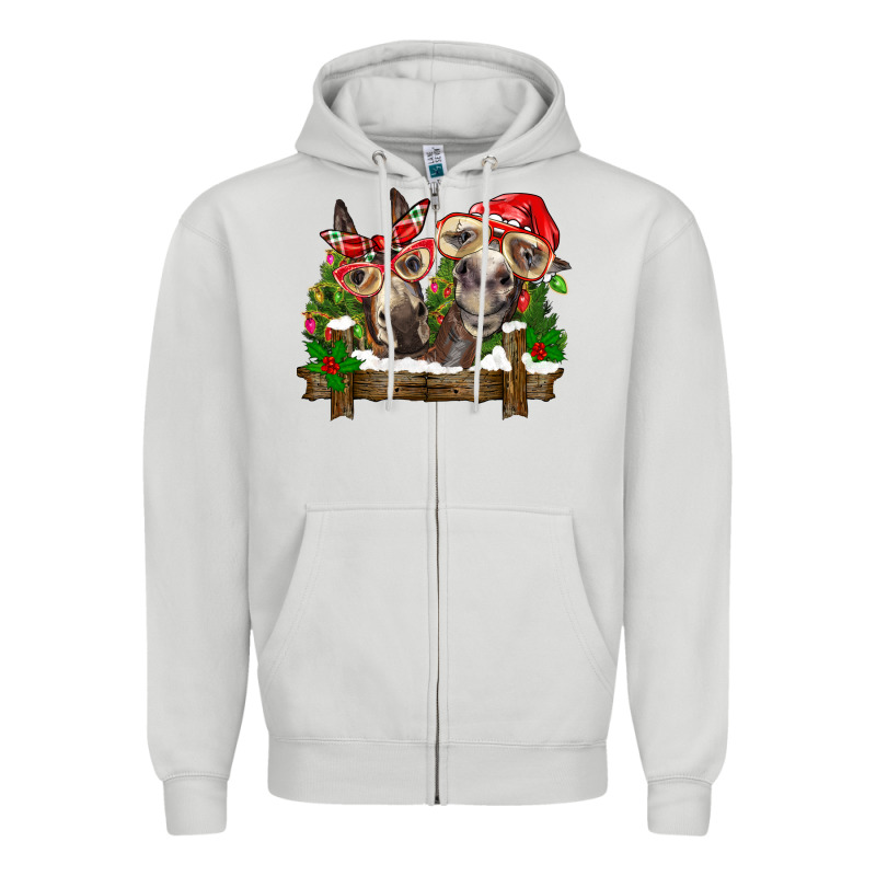 Christmas Donkeys Zipper Hoodie by BarkalooDesign | Teevron