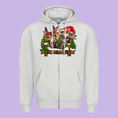 Christmas Donkeys Zipper Hoodie Designed By Barkaloodesign
