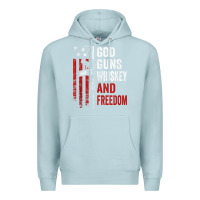 Blue Mist God Guns Whiskey Freedom - Pro Gun American Flag Guns Arts Characters Premium Hoodie - maiPhamDesign