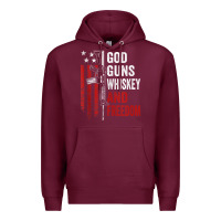 Burgundy God Guns Whiskey Freedom - Pro Gun American Flag Guns Arts Characters Premium Hoodie - maiPhamDesign