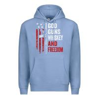 Colony Blue God Guns Whiskey Freedom - Pro Gun American Flag Guns Arts Characters Premium Hoodie - maiPhamDesign