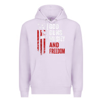 Lilac God Guns Whiskey Freedom - Pro Gun American Flag Guns Arts Characters Premium Hoodie - maiPhamDesign