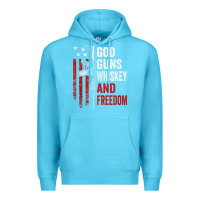 Ocean Blue God Guns Whiskey Freedom - Pro Gun American Flag Guns Arts Characters Premium Hoodie - maiPhamDesign