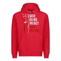 Red God Guns Whiskey Freedom - Pro Gun American Flag Guns Arts Characters Premium Hoodie - maiPhamDesign