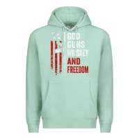 Seafoam God Guns Whiskey Freedom - Pro Gun American Flag Guns Arts Characters Premium Hoodie - maiPhamDesign