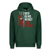 Sports Green God Guns Whiskey Freedom - Pro Gun American Flag Guns Arts Characters Premium Hoodie - maiPhamDesign