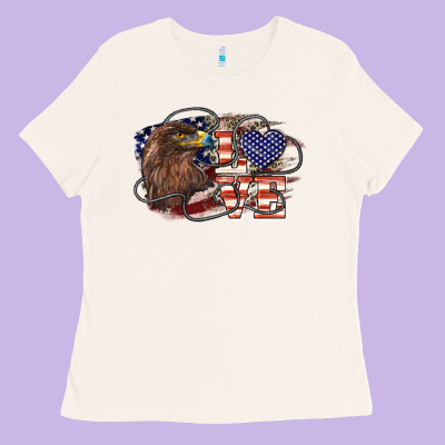 Love America Eagle 4th Of July Ladies Tee Designed By Howdyjamesfarm