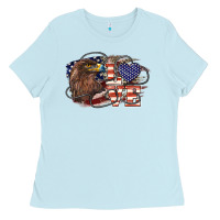 Baby Blue Love America Eagle 4th of july Ladies Tee - HowdyJamesFarm
