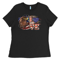 Black Love America Eagle 4th of july Ladies Tee - HowdyJamesFarm