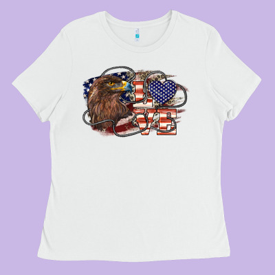 Love America Eagle 4th Of July Ladies Tee Designed By Howdyjamesfarm