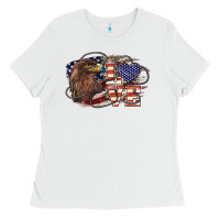 White Love America Eagle 4th of july Ladies Tee - HowdyJamesFarm