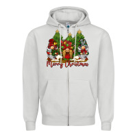 Dove Grey merry christmas gnomies Zipper Hoodie - BarkalooDesign