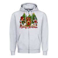 Heather Grey merry christmas gnomies Zipper Hoodie - BarkalooDesign