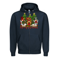 Navy merry christmas gnomies Zipper Hoodie - BarkalooDesign