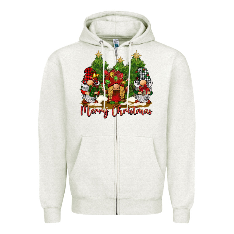 Merry Christmas Gnomies Zipper Hoodie by BarkalooDesign | Teevron