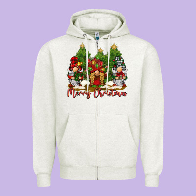 Merry Christmas Gnomies Zipper Hoodie Designed By Barkaloodesign