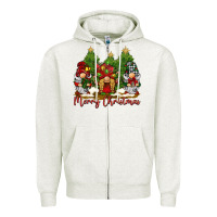 Oatmeal Heather merry christmas gnomies Zipper Hoodie - BarkalooDesign