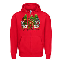 Red merry christmas gnomies Zipper Hoodie - BarkalooDesign