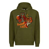 Army Green happy fall texas Premium Hoodie - CowhideDigitalArt