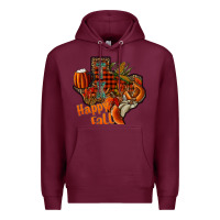 Burgundy happy fall texas Premium Hoodie - CowhideDigitalArt