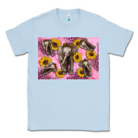 Dusty Blue Baby elephant sunflowers kid's bottle Classic Tee - Artiststas