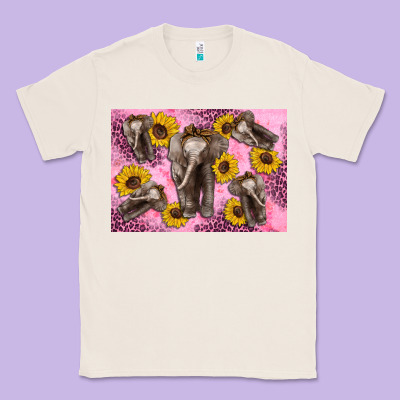 Baby Elephant Sunflowers Kid's Bottle Classic Tee Designed By Artiststas