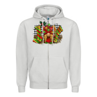 Dove Grey christmas joy gnome Zipper Hoodie - BarkalooDesign