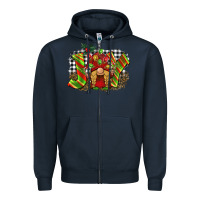 Navy christmas joy gnome Zipper Hoodie - BarkalooDesign