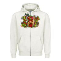 Oatmeal Heather christmas joy gnome Zipper Hoodie - BarkalooDesign