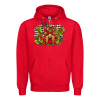 Red christmas joy gnome Zipper Hoodie - BarkalooDesign
